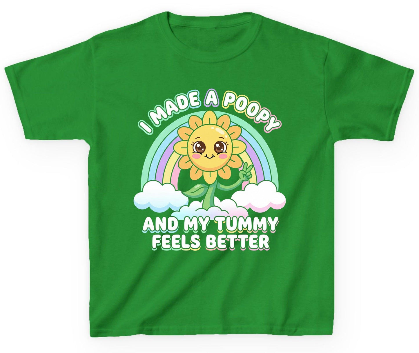 I Made a Poopy and My Tummy Feels Better kawaii sunflower Youth T-Shirt Irish Green product mockup