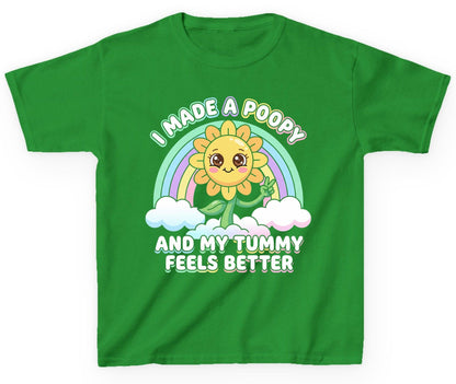 I Made a Poopy and My Tummy Feels Better kawaii sunflower Youth T-Shirt Irish Green product mockup