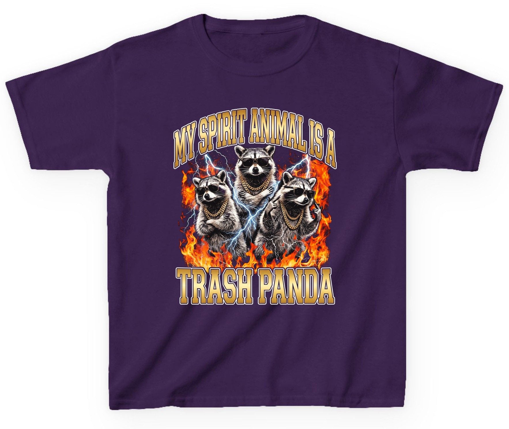 My Spirit Animal Is a Trash Panda raccoon Youth T-Shirt Purple product mockup