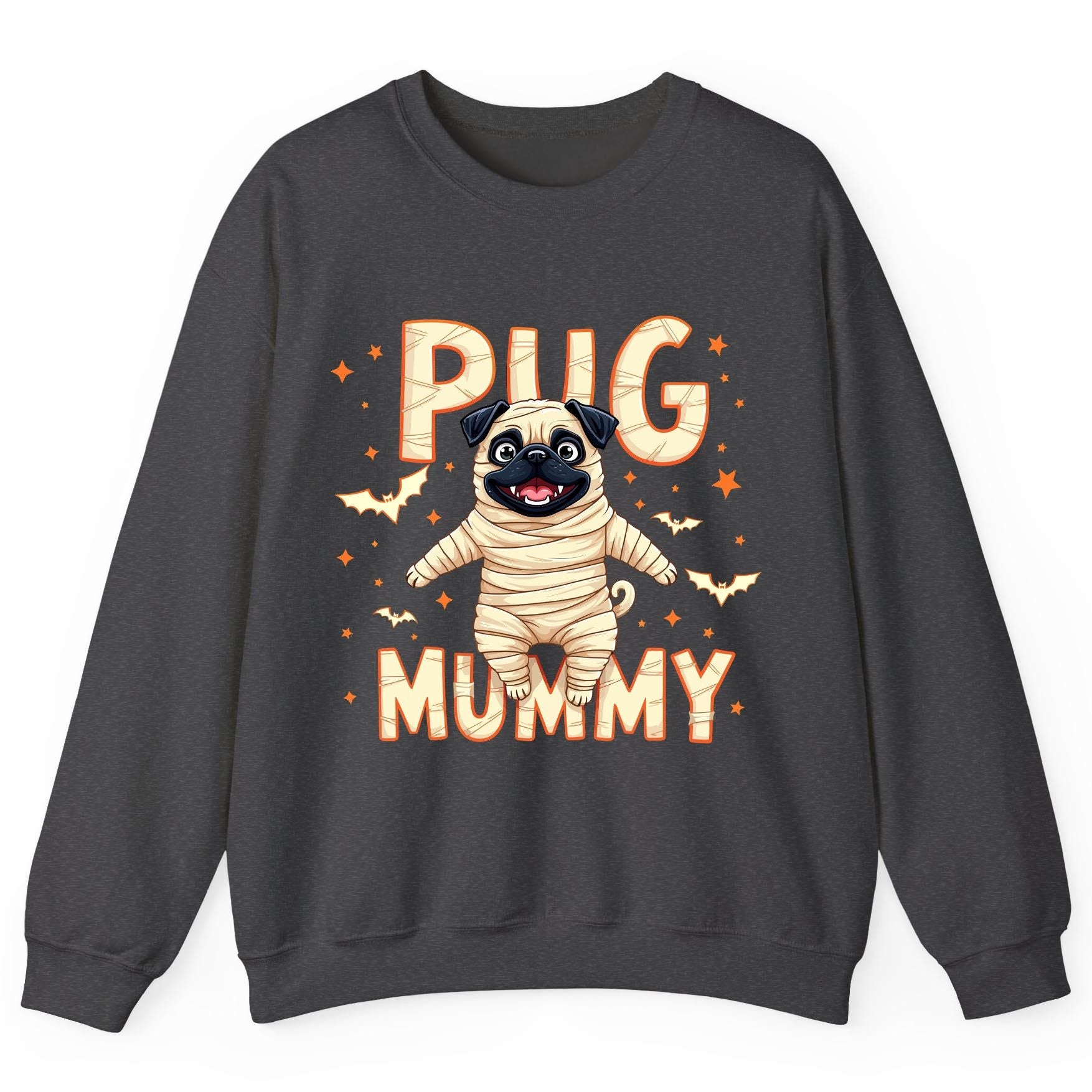Pug Mummy pug Sweatshirt Dark Heather product mockup