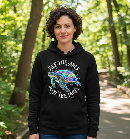 See the Able Not the Label Autism Awareness Hoodie - lifestyle model mockup - Black