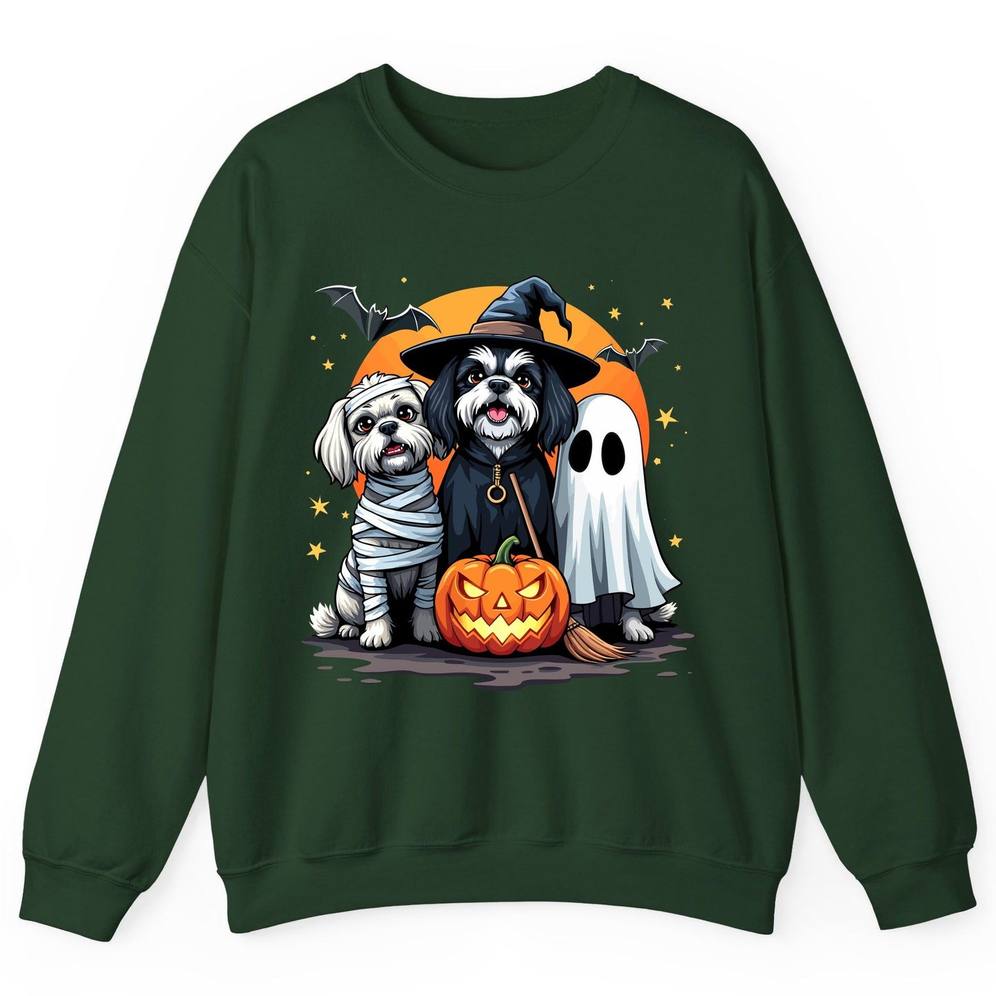 Halloween Dogs Costumes Halloween dogs Sweatshirt Forest Green product mockup