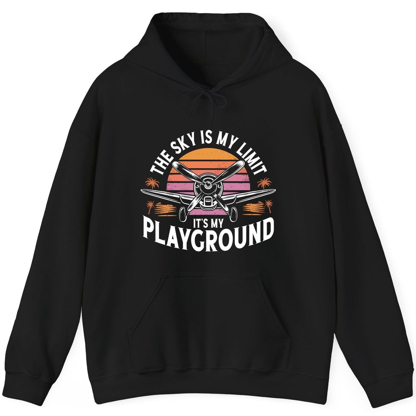 The Sky Is My Limit It's My Playground aviation Hoodie Black product mockup