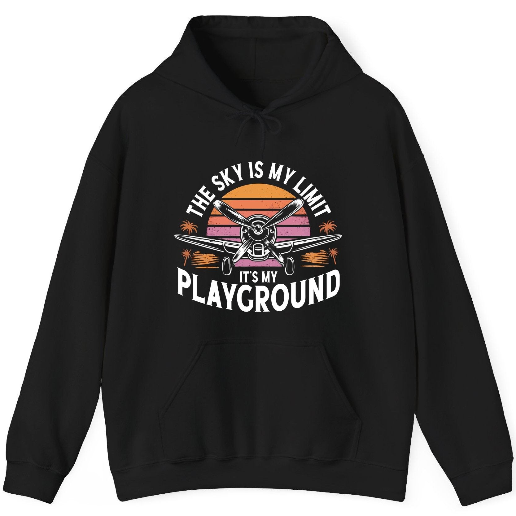 The Sky Is My Limit It's My Playground aviation Hoodie Black product mockup