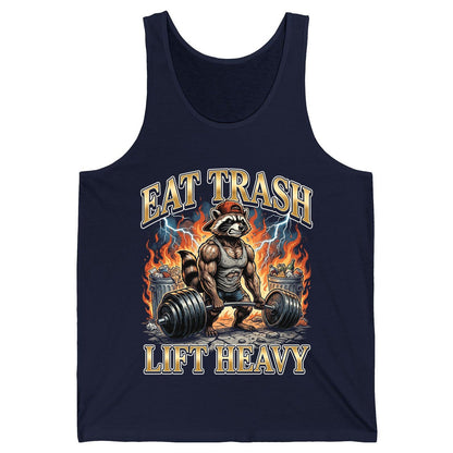 Eat Trash Lift Heavy raccoon Tank Top Navy product mockup