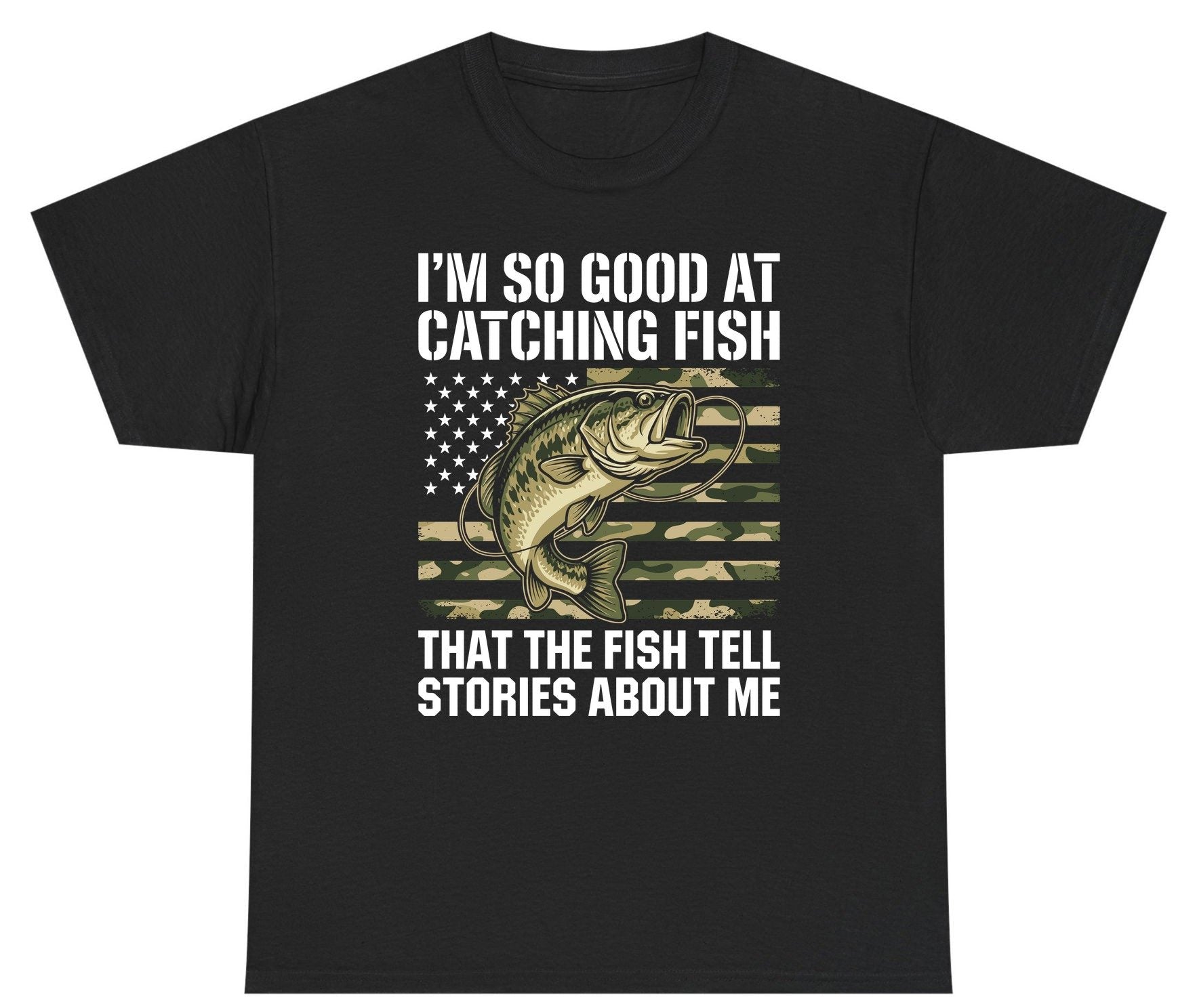 I'm So Good at Catching Fish That the Fish Tell Stories About Me fishing Youth T-Shirt Black product mockup