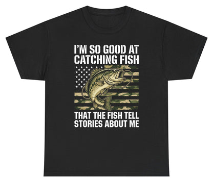 I'm So Good at Catching Fish That the Fish Tell Stories About Me fishing Youth T-Shirt Black product mockup
