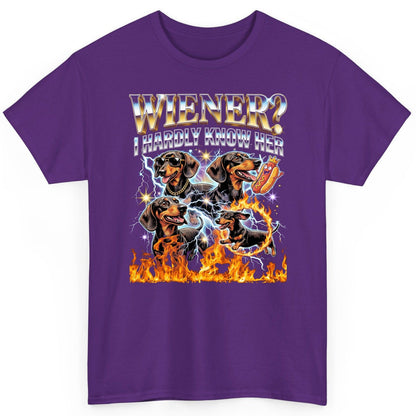 Wiener I Hardly Know Her dachshund T-Shirt Purple product mockup