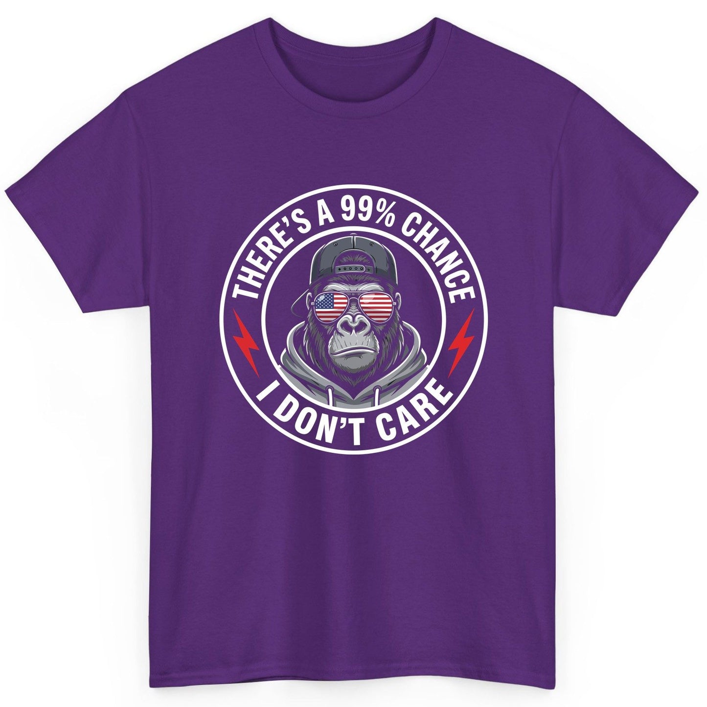 There's a 99% Chance I Don't Care sarcastic gorilla T-Shirt Purple product mockup