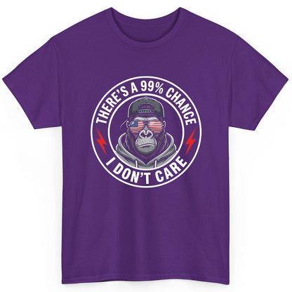 There's a 99% Chance I Don't Care sarcastic gorilla T-Shirt Purple product mockup