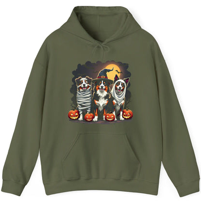 Australian Shepherd Halloween Dogs australian shepherd dogs Hoodie Military Green product mockup