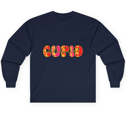 Stupid Cupid anti-Valentine's Day Long Sleeve Tee Navy product mockup