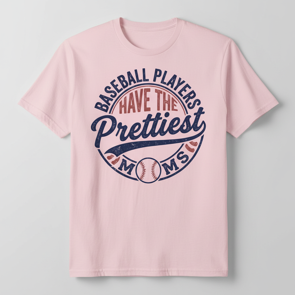 Baseball Players Have The Prettiest Moms Funny Sports Mom Design T-Shirt - Light Pink