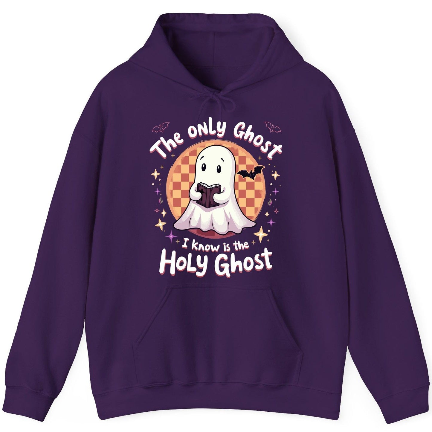 The Only Ghost I Know Is the Holy Ghost christian Halloween Hoodie Purple product mockup