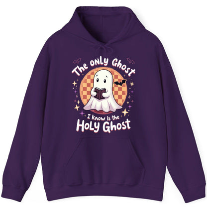 The Only Ghost I Know Is the Holy Ghost christian Halloween Hoodie Purple product mockup