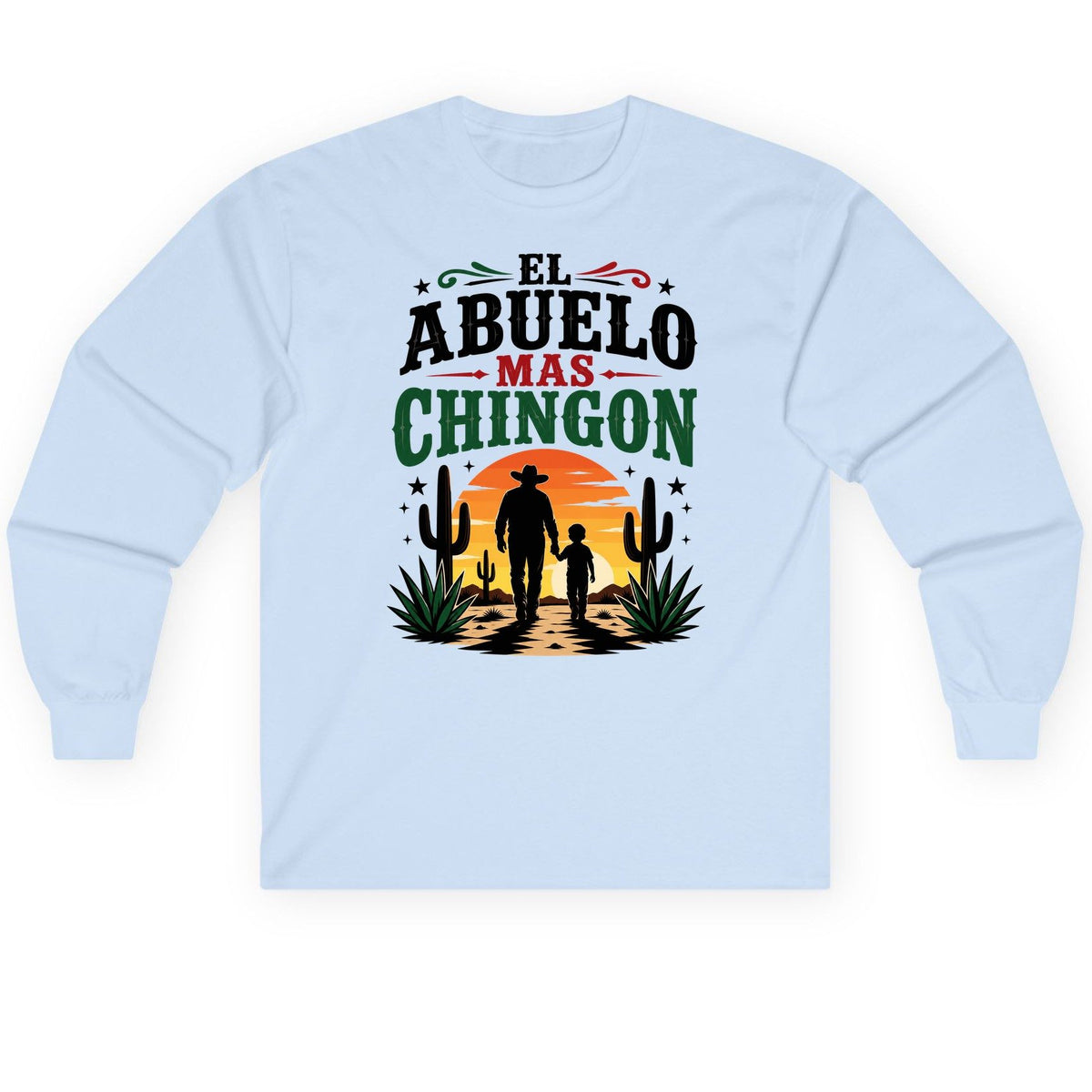 El Abuelo Mas Chingon grandfather and grandson Long Sleeve Tee Light Blue product mockup
