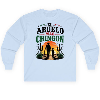 El Abuelo Mas Chingon grandfather and grandson Long Sleeve Tee Light Blue product mockup