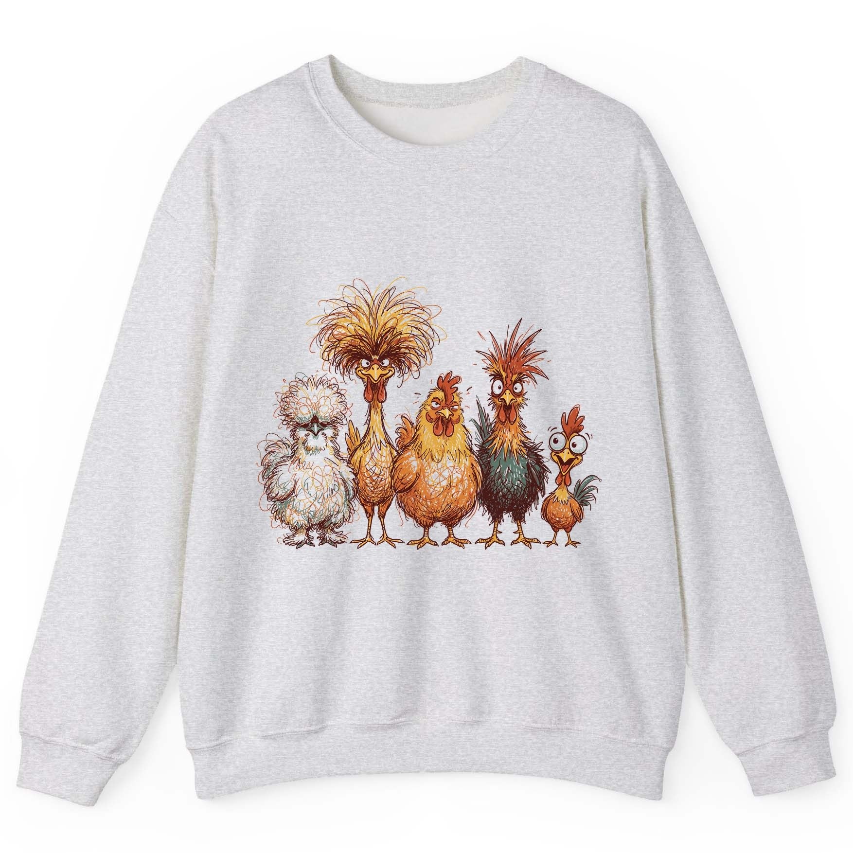 Funny Scribble Art Chickens chickens Sweatshirt Ash product mockup