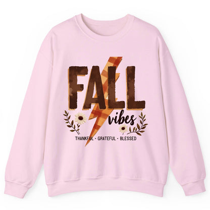 Fall Vibes Thankful Grateful Blessed autumn Sweatshirt Light Pink product mockup