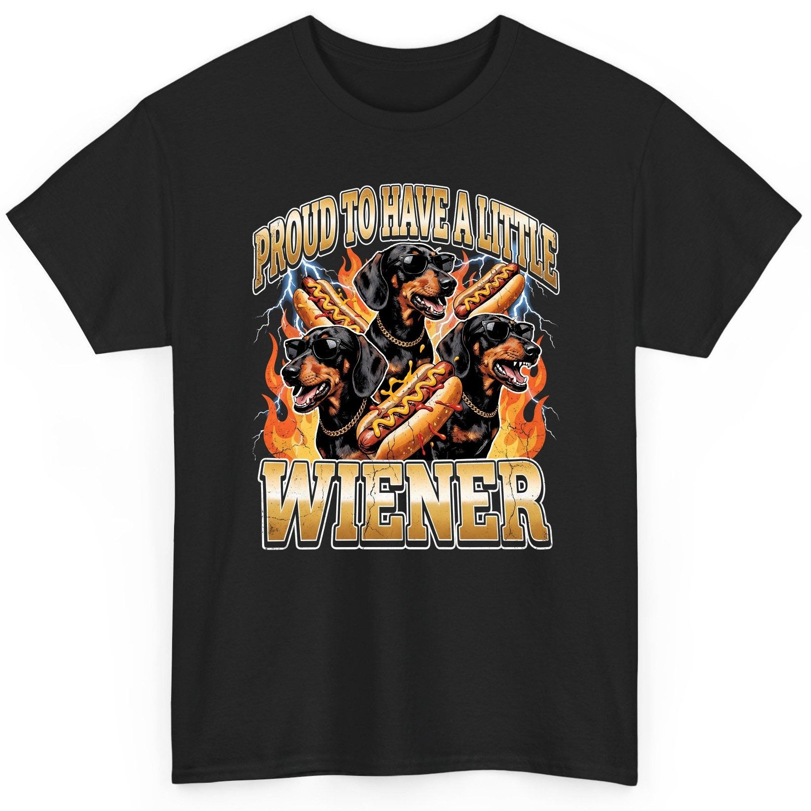 Proud to Have a Little Wiener dachshund T-Shirt Black product mockup