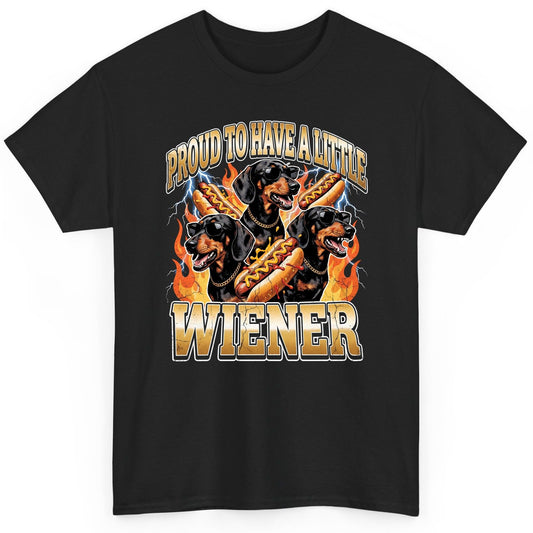 Proud to Have a Little Wiener dachshund T-Shirt Black product mockup