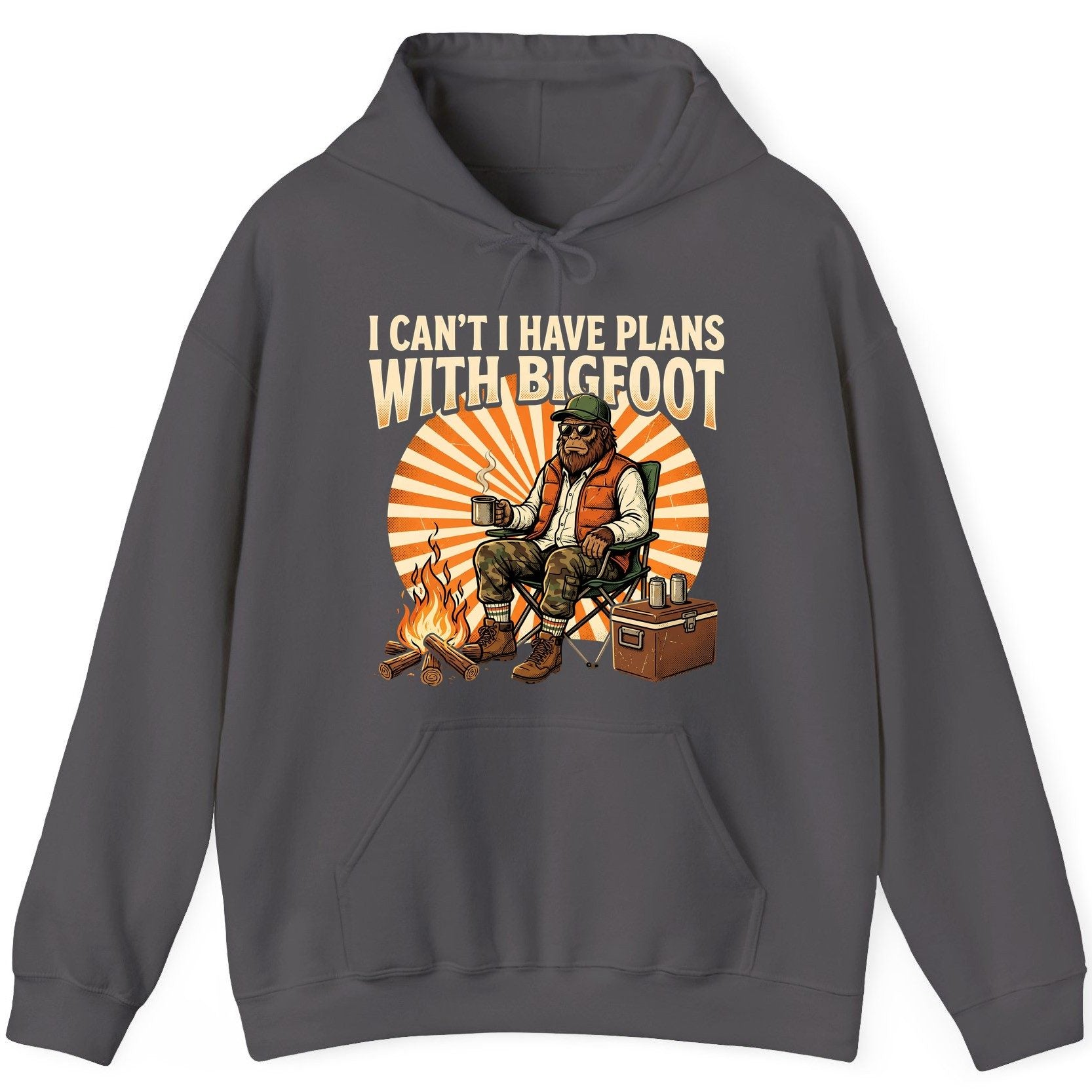 I Can't I Have Plans with Bigfoot bigfoot Hoodie Charcoal product mockup