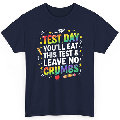 Test Day You'll Eat This Test & Leave No Crumbs Testing T-Shirt - product mockup - Navy