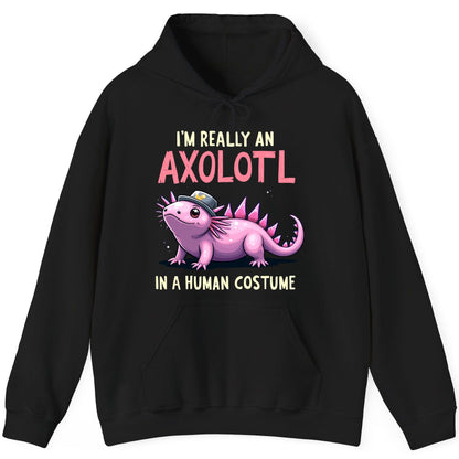 I'm Really an Axolotl in a Human Costume axolotl Hoodie Black product mockup