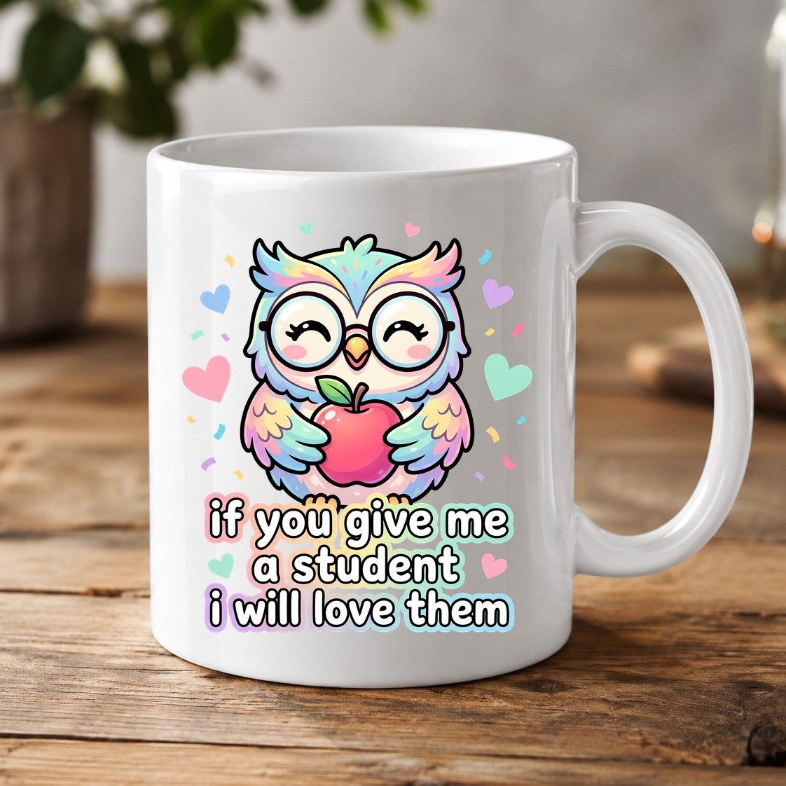 If You Give Me a Student I Will Love Them teacher owl White Mug White product mockup