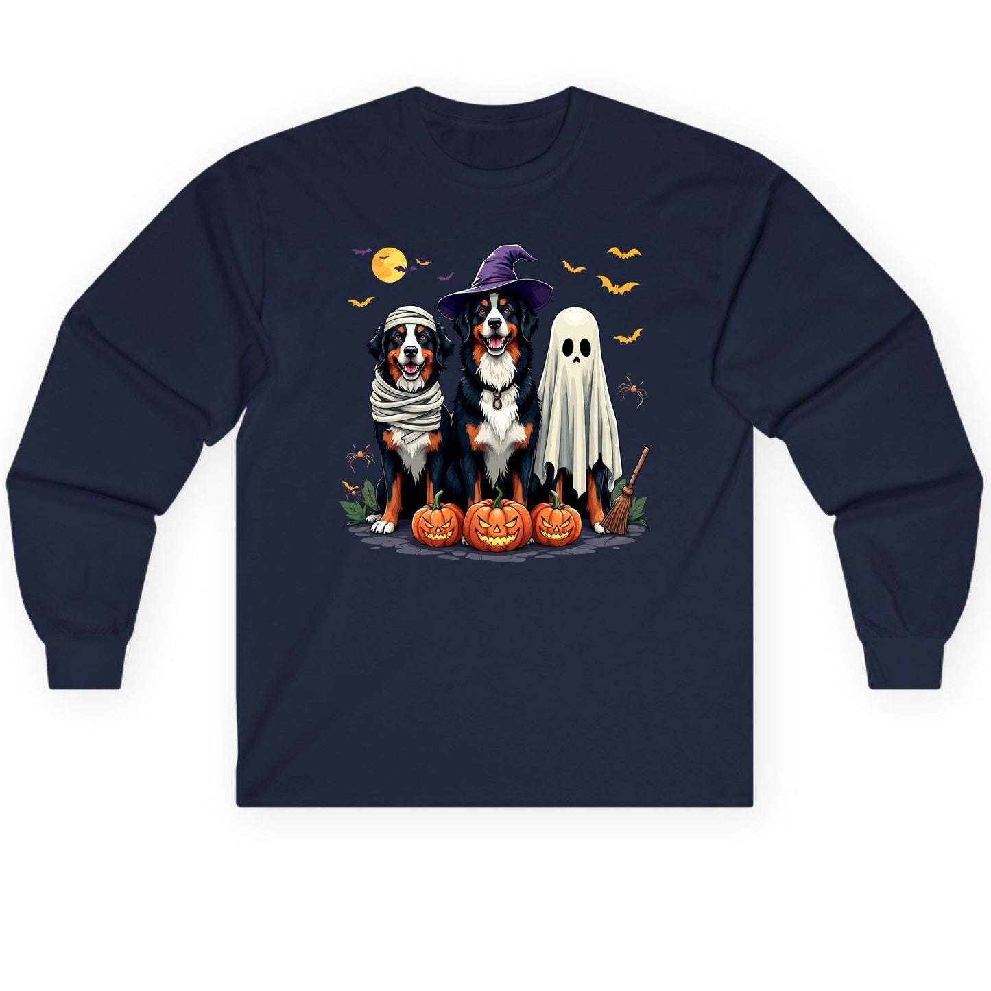 Halloween Bernese Mountain Dogs bernese mountain dog Long Sleeve Tee Navy product mockup