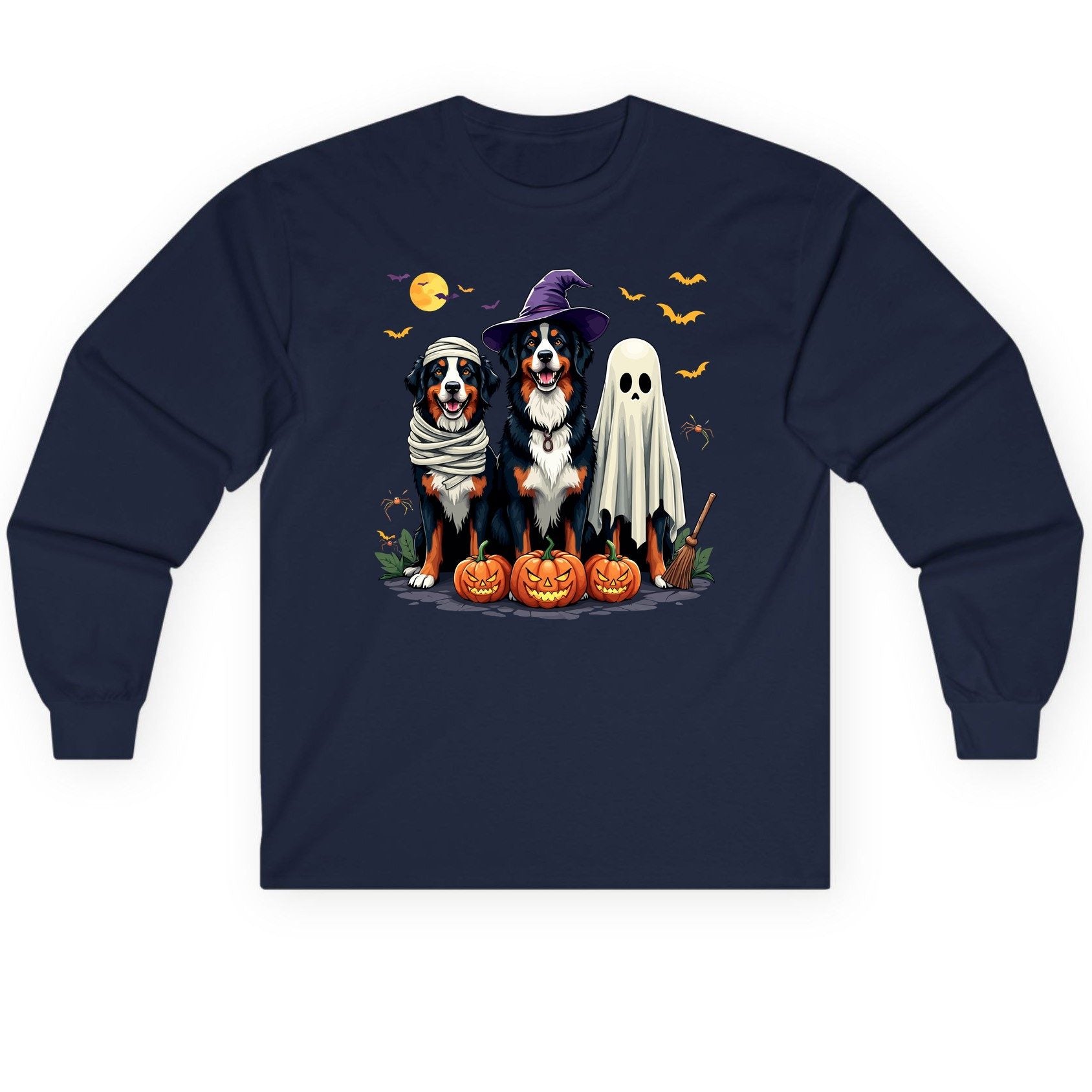 Halloween Bernese Mountain Dogs bernese mountain dog Long Sleeve Tee Navy product mockup