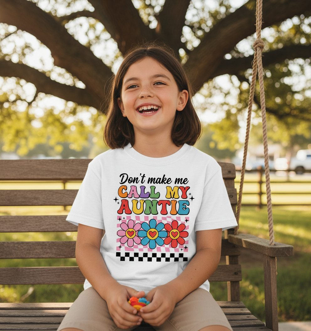 Call My Auntie family humor Youth T-Shirt White lifestyle mockup