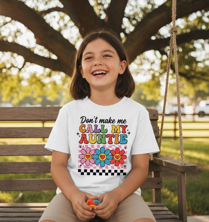 Call My Auntie family humor Youth T-Shirt White lifestyle mockup