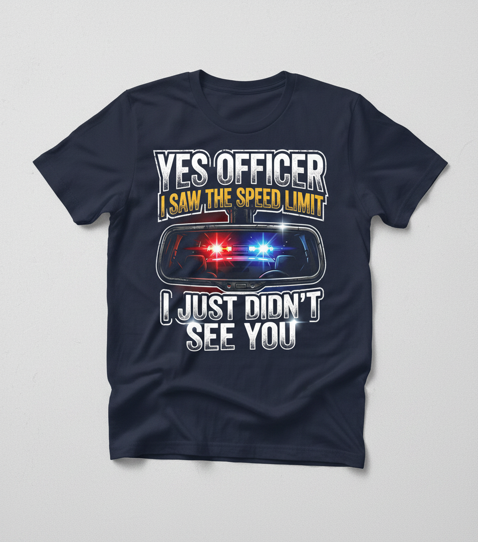 Funny Speeding Excuse Yes Officer I Saw The Speed Limit T-Shirt - Navy