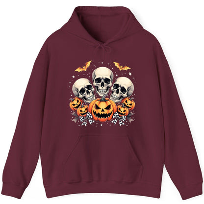 Skulls and Pumpkins Halloween Halloween Hoodie Maroon product mockup