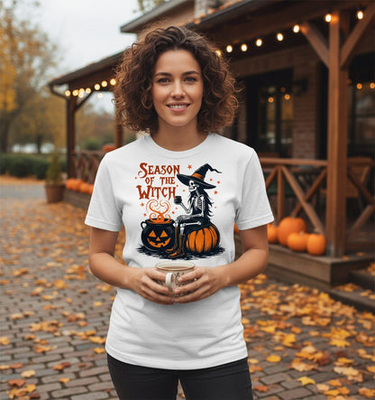 Season of the Witch skeleton witch T-Shirt White lifestyle mockup