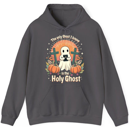 The Only Ghost I Know Is the Holy Ghost christian Halloween Hoodie Charcoal product mockup