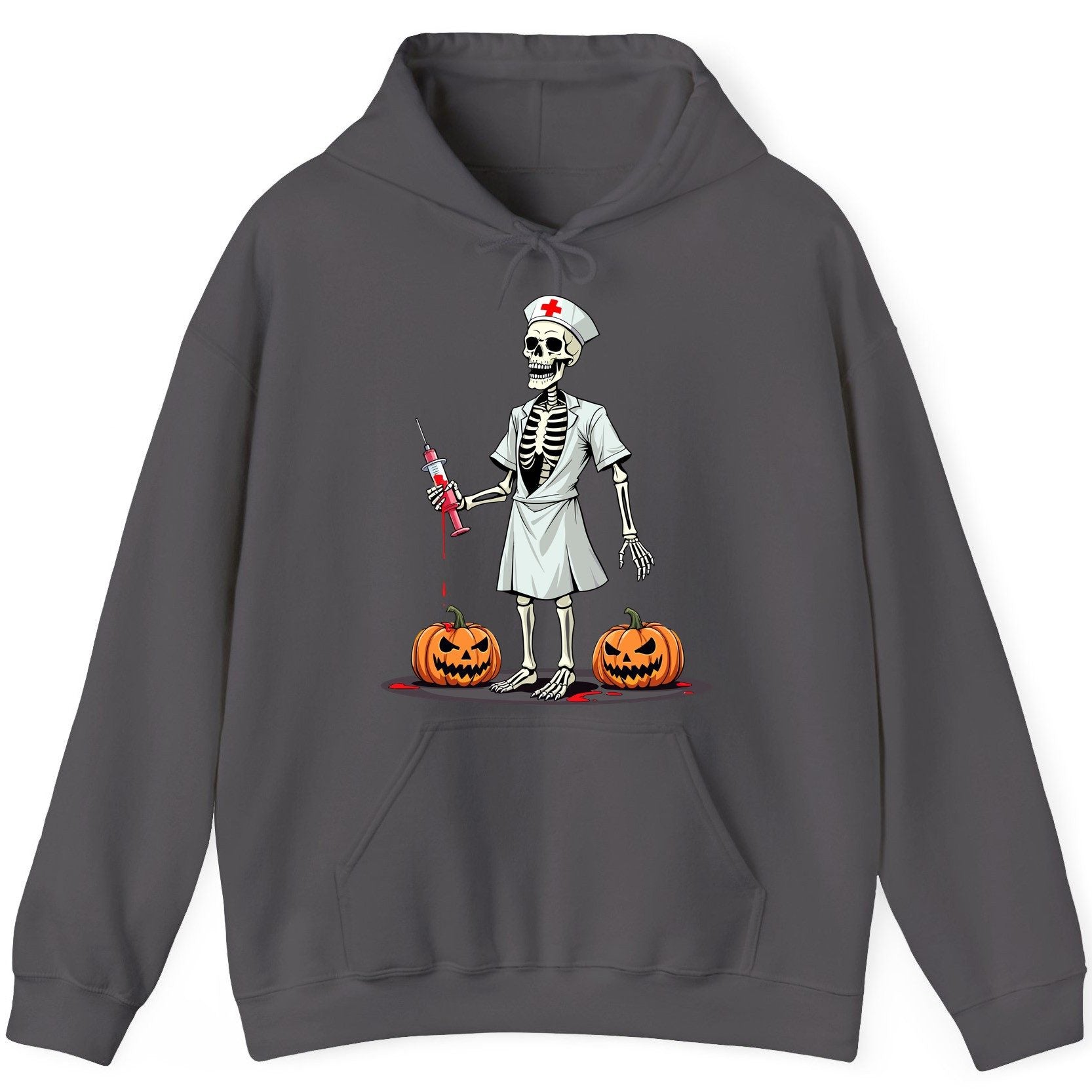 Spooky Skeleton Nurse Halloween skeleton nurse Hoodie Charcoal product mockup