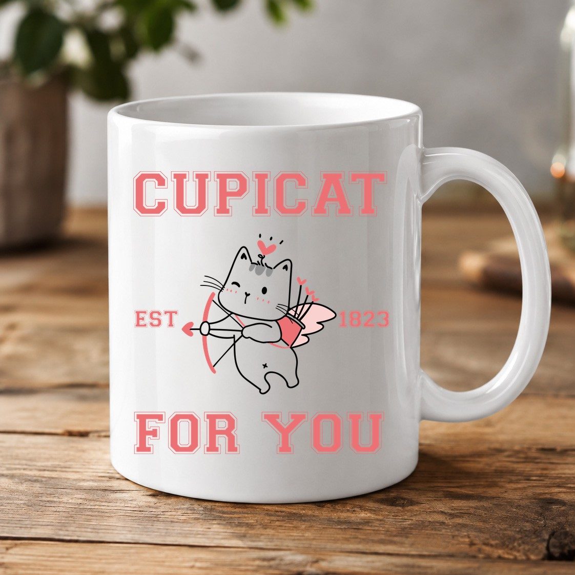 Cupicat Est 1823 for You cupid cat White Mug White product mockup