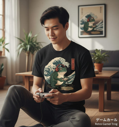 ゲームカエル gamer frog T-Shirt Black lifestyle mockup
