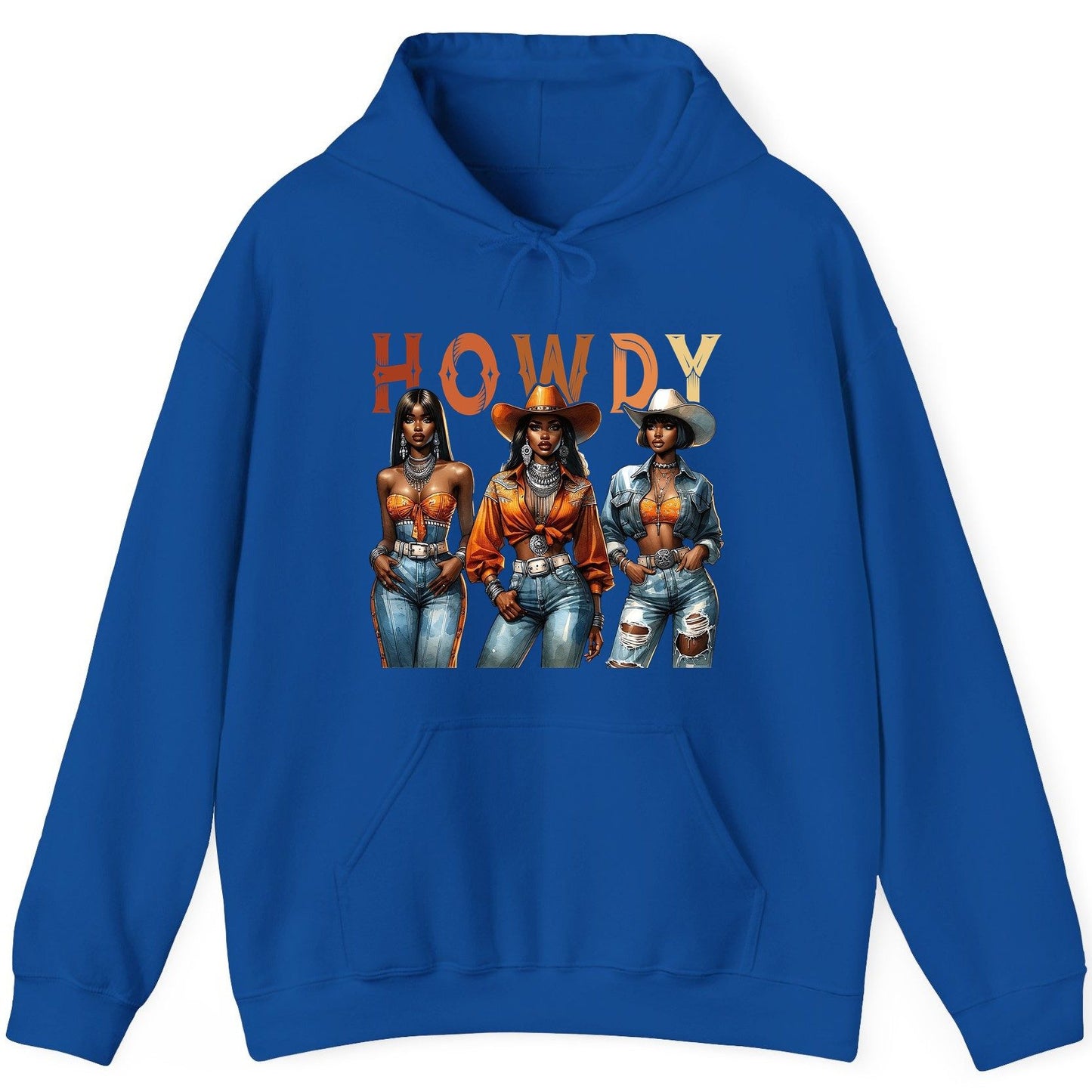 Howdy black cowgirls Hoodie Royal product mockup