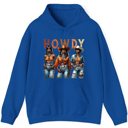 Howdy black cowgirls Hoodie Royal product mockup