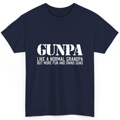 Gunpa Like a Normal Grandpa but More Fun and Owns Guns funny gun owner grandpa T-Shirt Navy product mockup