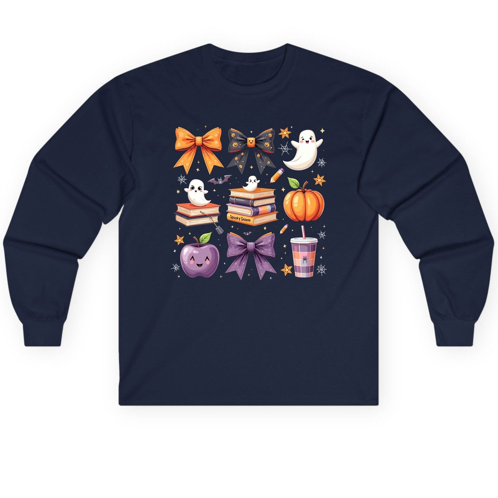 Spooky Season Halloween Long Sleeve Tee Navy product mockup