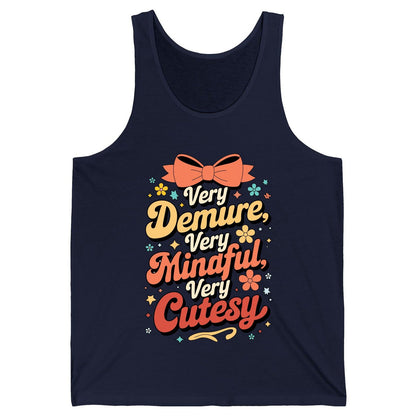 Very Demure, Very Mindful, Very Cutesy positive affirmations Tank Top Navy product mockup