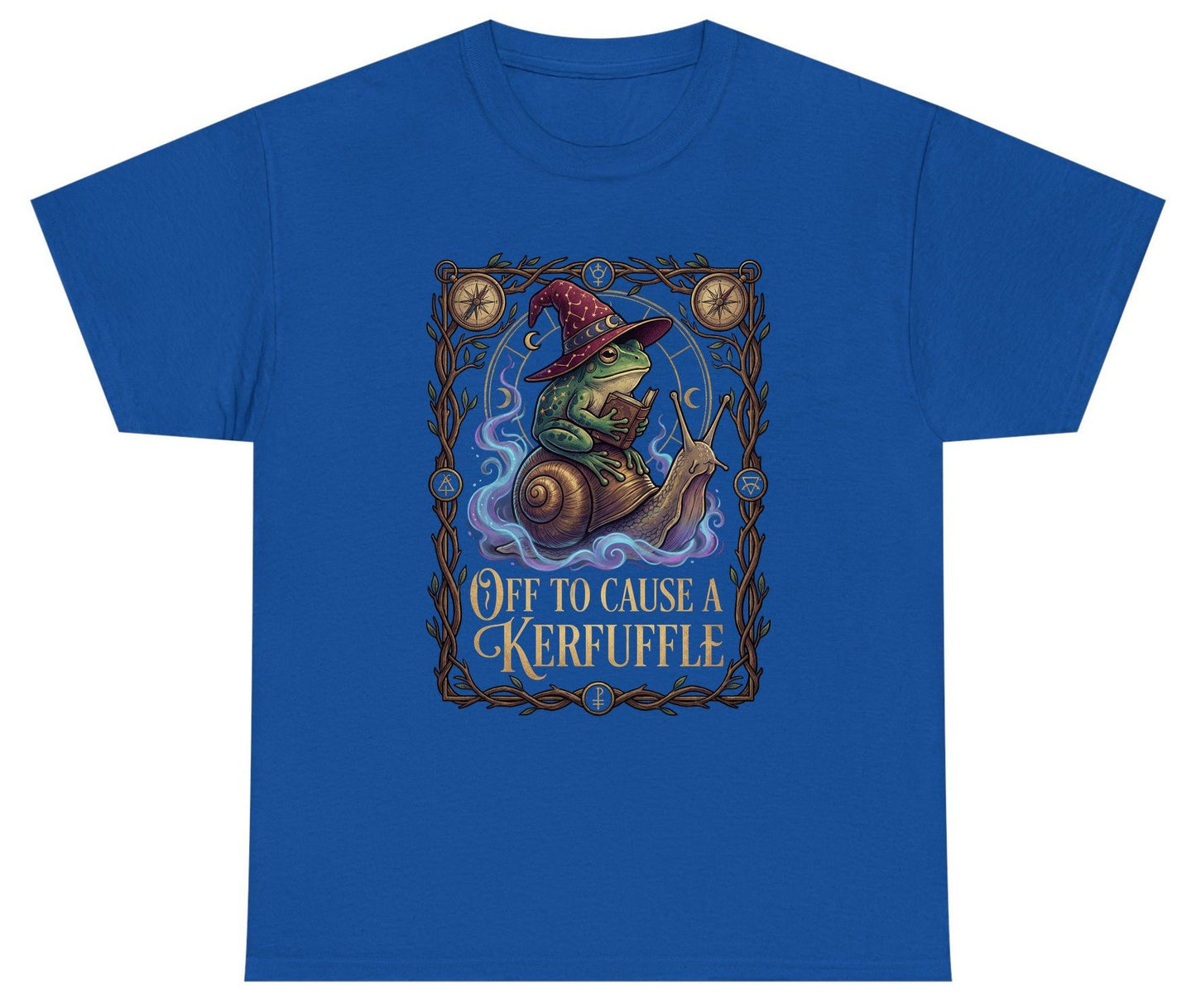 Off to Cause a Kerfuffle frog wizard Youth T-Shirt Royal product mockup