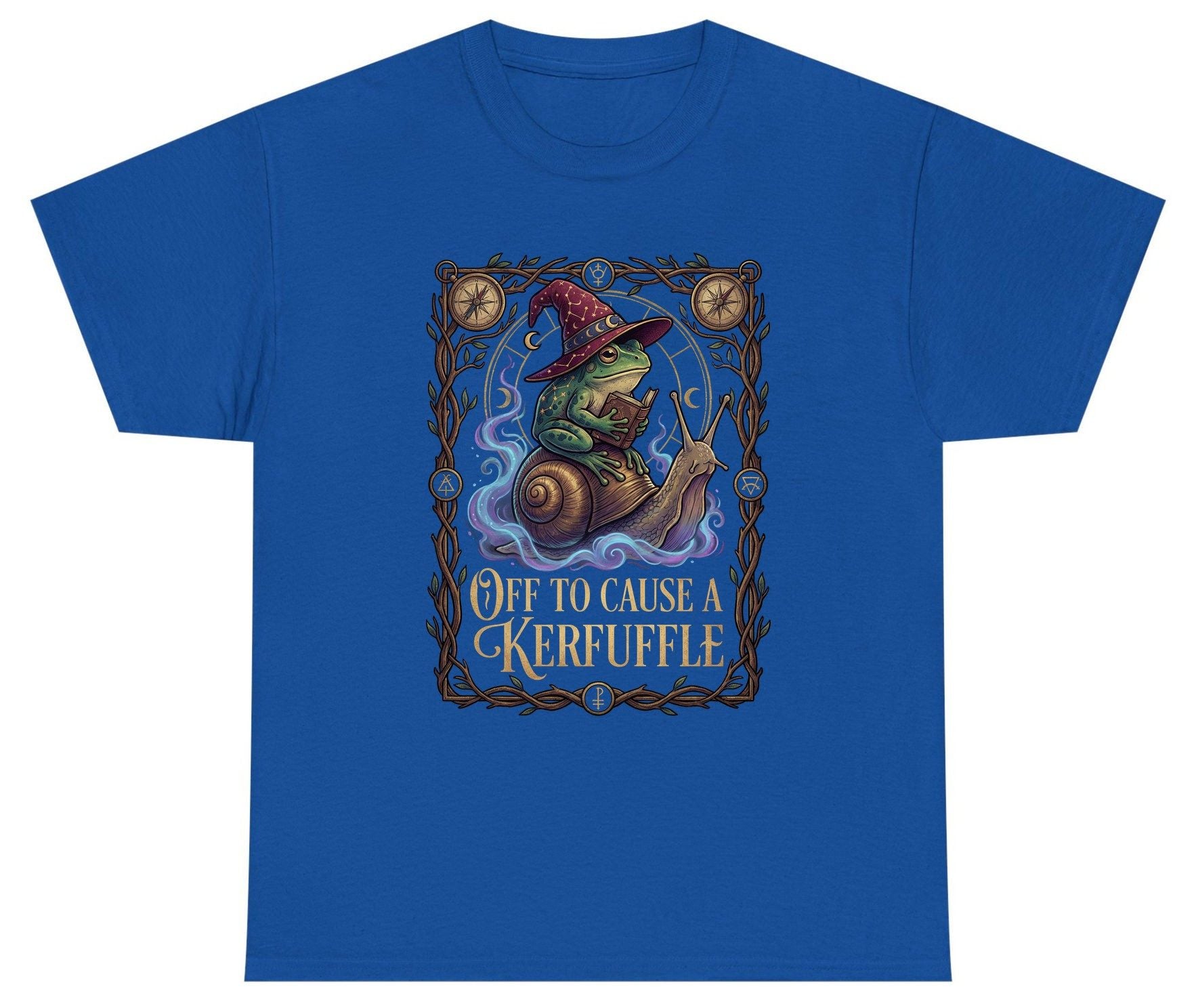 Off to Cause a Kerfuffle frog wizard Youth T-Shirt Royal product mockup