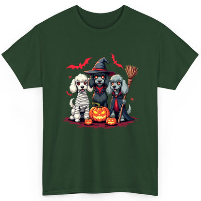 Spooky Poodle Trio Halloween dogs T-Shirt Forest Green product mockup