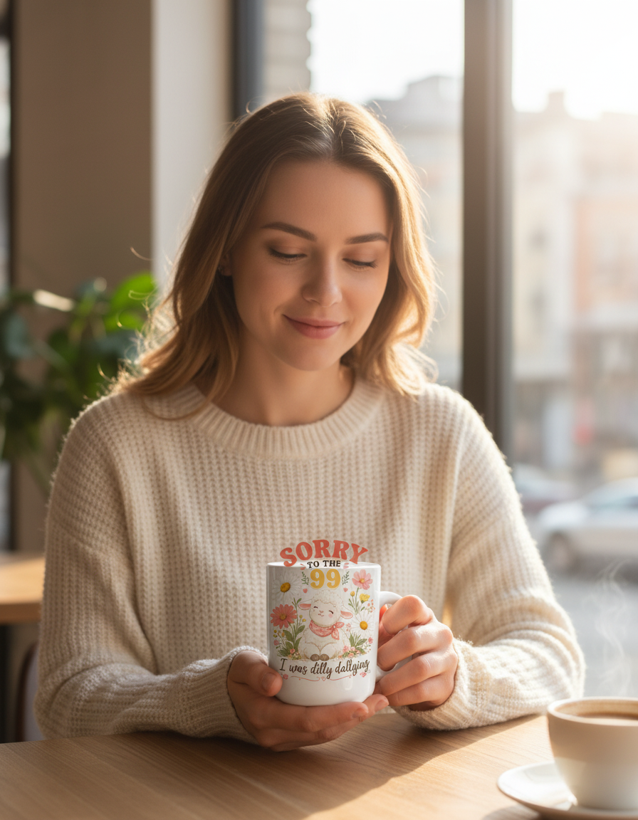 Sorry To The 99 I Was Dilly Dallying Lamb White Mug - White