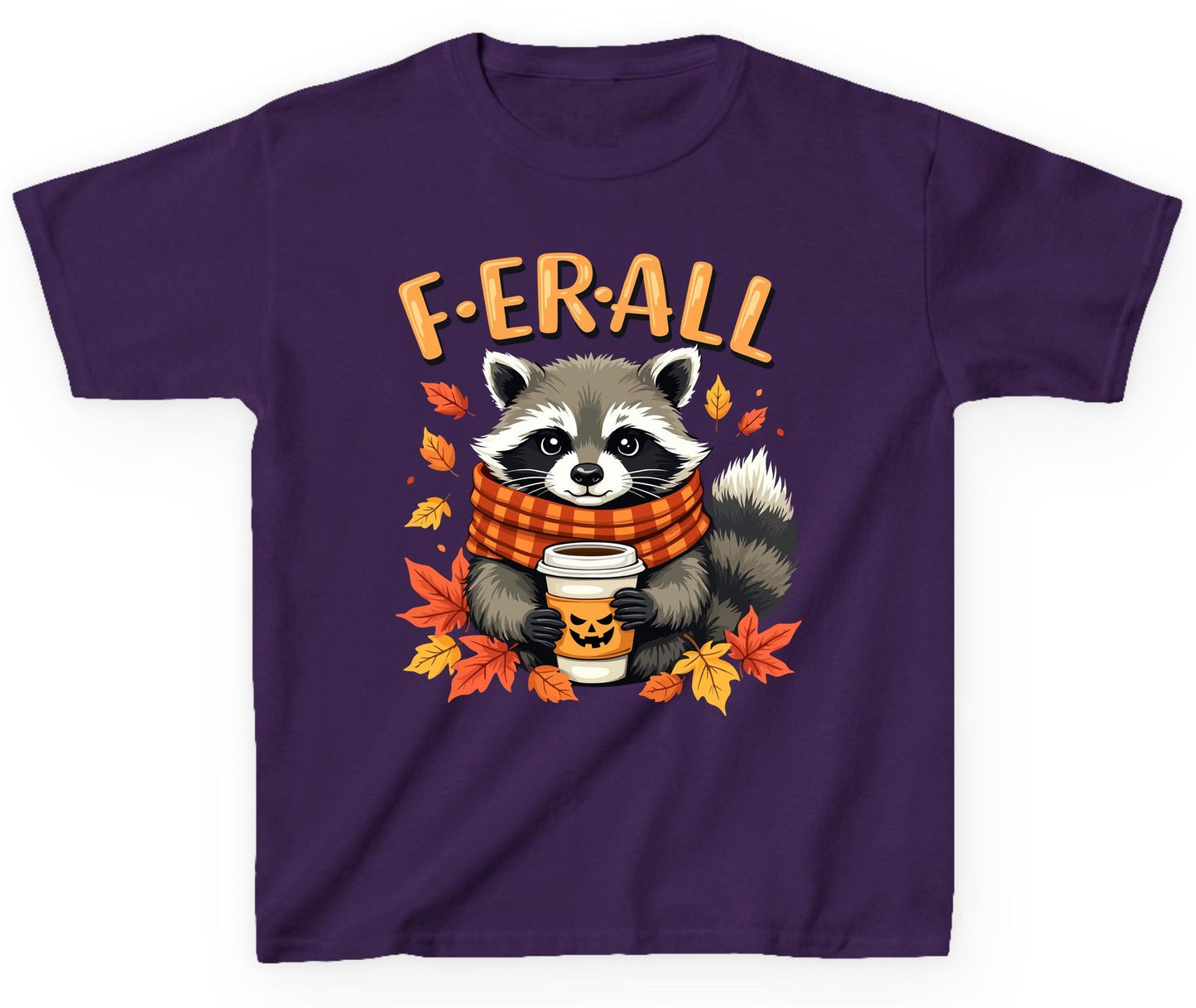F ER All raccoon Youth T-Shirt Purple product mockup